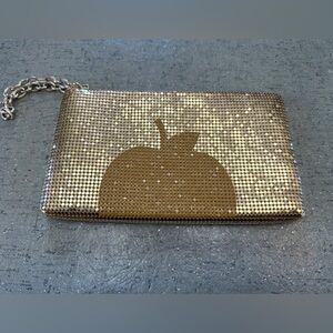 DKNY gold mesh big apple clutch with chain